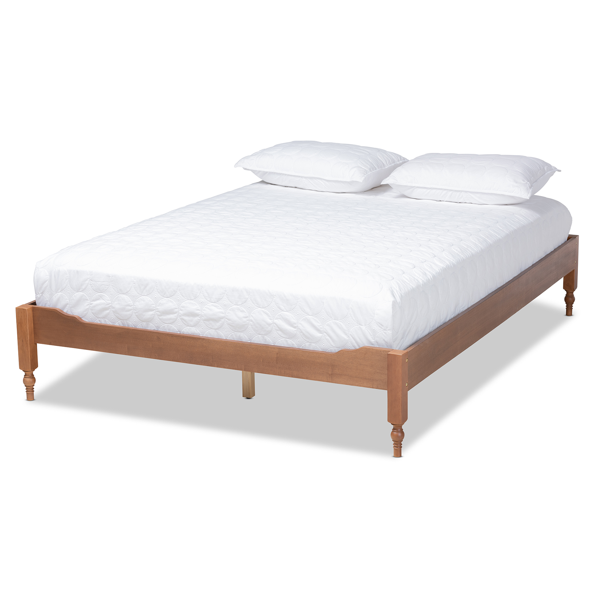 Baxton Studio Laure French Bohemian Ash Walnut Finished Wood Full Size Platform Bed Frame